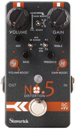 Sinvertek Drive N5 Overdrive & Distortion Guitar Effects Pedal with Velcro Backing