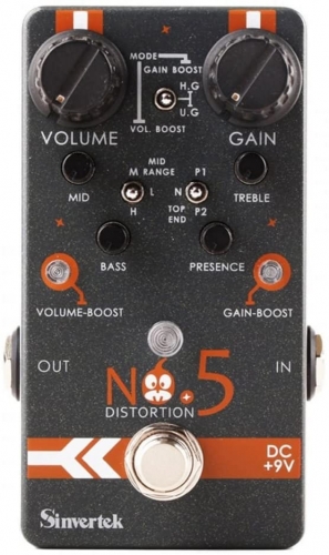 Sinvertek Drive N5 Overdrive & Distortion Guitar Effects Pedal with Velcro® Backing