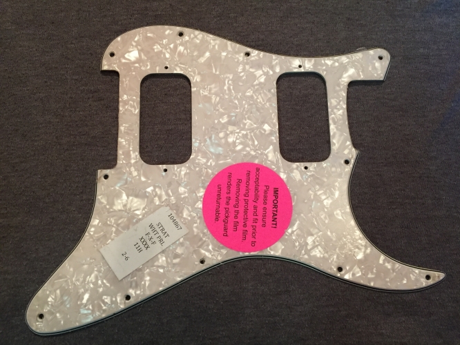 BRAND NEW Silver White Pearl 3 Ply HH Strat Scratchplate/Pickguard by Warmoth with Protective Film