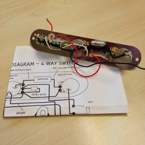 Telecaster Wiring Loom and Plate with 4 Way Switch and Wiring Diagram