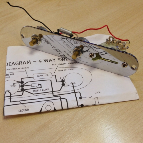 Telecaster Wiring Loom and Plate with 4 Way Switch and Wiring Diagram