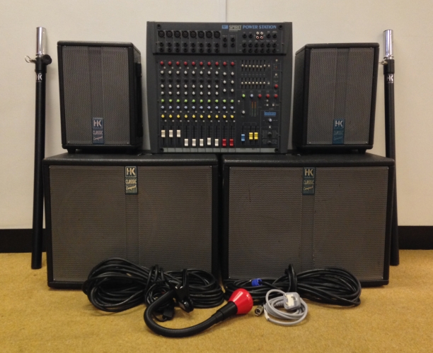 Soundcraft Spirit Powerstation 600 PA Power Amp with HK Audio Classic Compact 112 and 82 Speakers